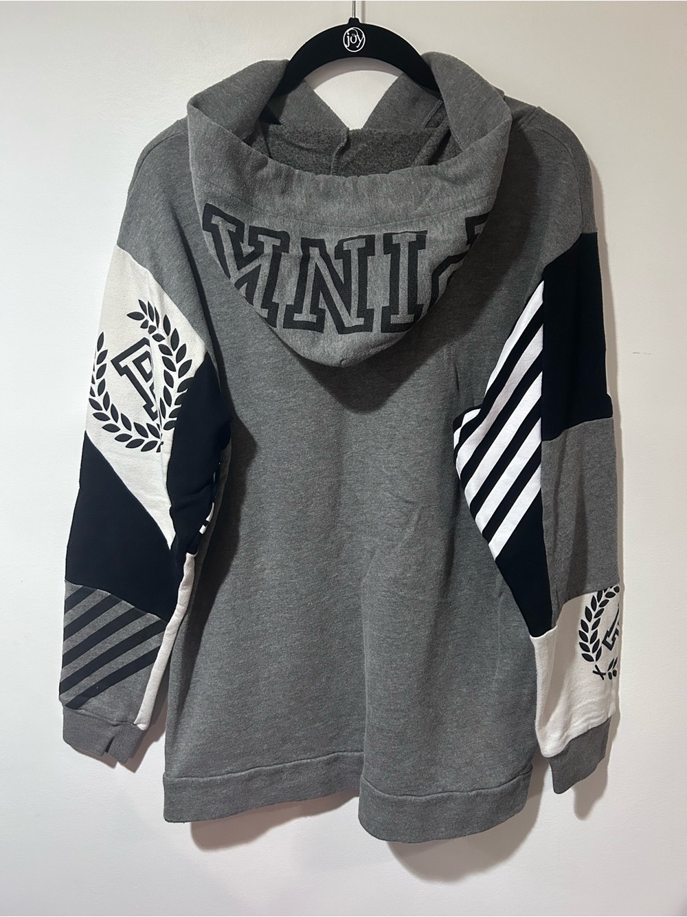 PINK Victoria's Secret Gray Colorblock Pullover Hoodie - Picture 2 of 11